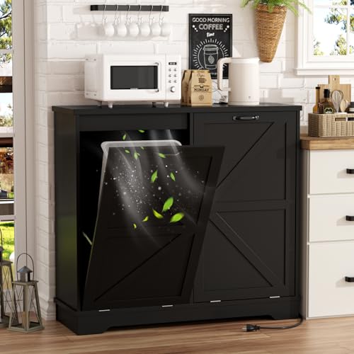 Halitaa 13 Gallon Trash Can Cabinet, Double Tilt Out...