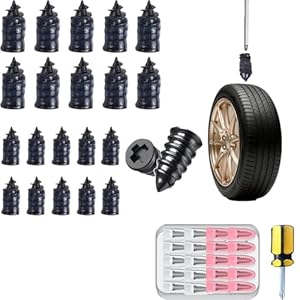 Clavo de goma para reparación de neumáticos, kits de reparación de neumáticos al vacío, clavos de goma en espiral, tornillos de reparación de pinchazos de rueda de automóvil de autoservicio para