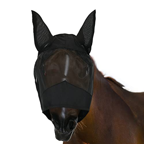 Máscaras para moscas de cavalo com orelhas, proteção contra moscas finas para cavalos, capa respiráv