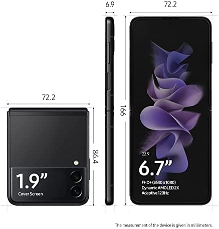 Samsung Galaxy Z Flip3 5G Smartphone Sim Free Android Folding phone 128 GB Black (UK Version) (Renewed)