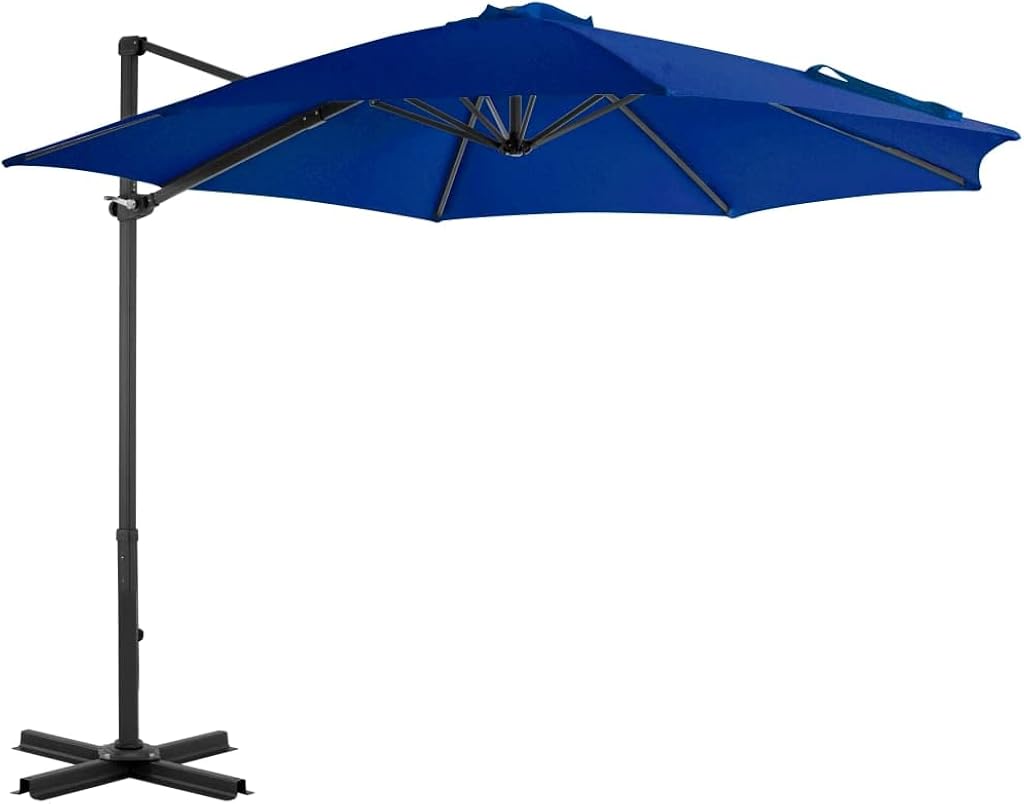 JKYOU Paraguas voladizo con poste de aluminio, color azul celeste, 300 cm, césped y jardín, para exteriores, sombrillas y parasoles