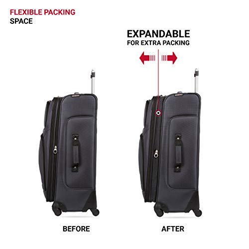 Swissgear Sion Softside Expandable Roller Luggage, Dark Grey, 3 Piece Set (21/25/27) #TOP4