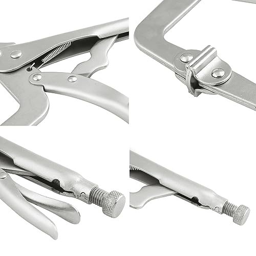 Genhakon 2 Pack 18 Inch C Clamp Locking Pliers,Locking C Clamp, Adjustable Nickel Plated C Pliers For Wood Working thumb #2