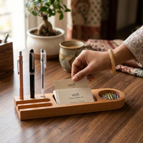 Image of Giftana 6 in 1 Eco Friendly Desk Gift Set with Bottle 500ml, Coffee Cup 350ml, Planter, Pen & Wooden Desk Organizer, Corporate Gift Set for Employees, Office, Men & Women, Birthday & Housewarming Gift