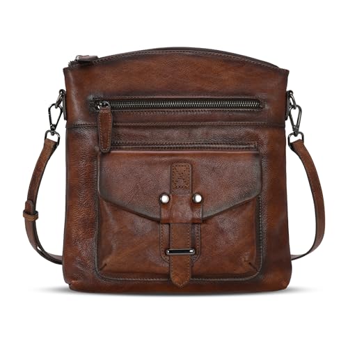 HESHE Leather Crossbody Bags for Women Satchel Purses Shoulder Purses and Handbags Cross Body Bag with Multi Pockets