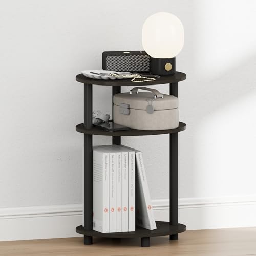 Furinno Turn-N-Tube 3-Tier Oval Night Stand, Toolless Assembly Narrow Nightstand, Modern Compact Side Table, End Table, for Living Room, Bedroom, Espresso - image 2