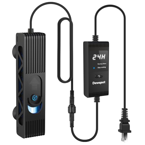 Devopet Aquarium U-V Light Al-gae Control Light with 1-24H Timer Green Water Clean Lamp with Protective Shield 6W for 10-40 Gallon Freshwater and Saltwater Tanks