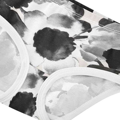 Toddlers Underwear Floral 2t Cotton Panties Little Girl Print Briefs Underpants Abstract Floral White Black4