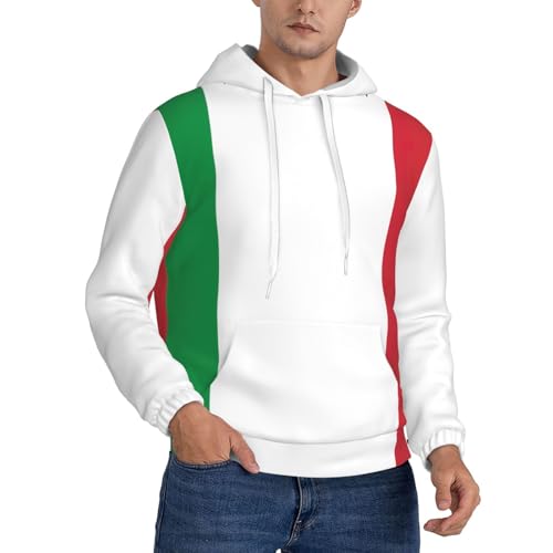 Sweat à capuche imprimé drapeau italien pour homme avec manches longues