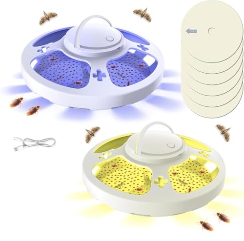 GOUSHY Flea Traps with 5 Non-Toxic Sticky Pads Unscented Flea Killer for Home Effective Against Fleas Cockroach Moth Ticks Bed Bugs White