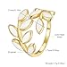 HMOOY 925 Sterling Silver Simple Multi-layer Leaf Adjustable Ring Lucky Leaves Statement Ring for Women Promise Ring Fashion Jewelry (Glod)
