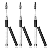 GCQQ 3Pcs Eyelash Spoolies Brush with Cover, Black Mascara Wands with Cap and Tube, Reusable and Ben