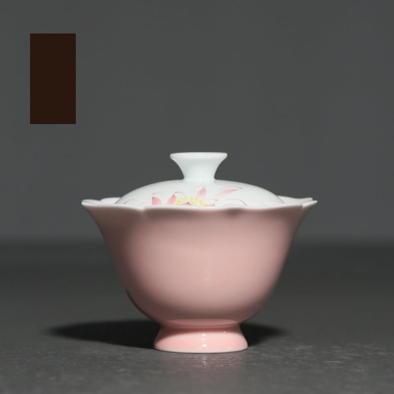 GSOUL Kungfu Tea cup Chinese Tea Cup Hand-painted Underglaze Pink Lidded Bowl Ceramic Small Ladies Maker Retro Set Small Tea Cups