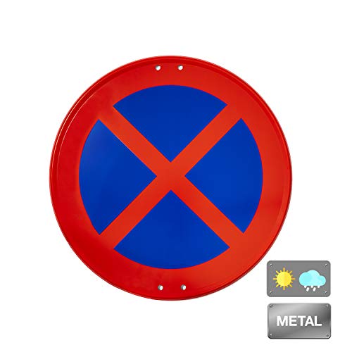 Normaluz V10022 - Señal Vial Redonda Parada Y Estacionamiento Prohibido Metalica Termolacada 50 cm