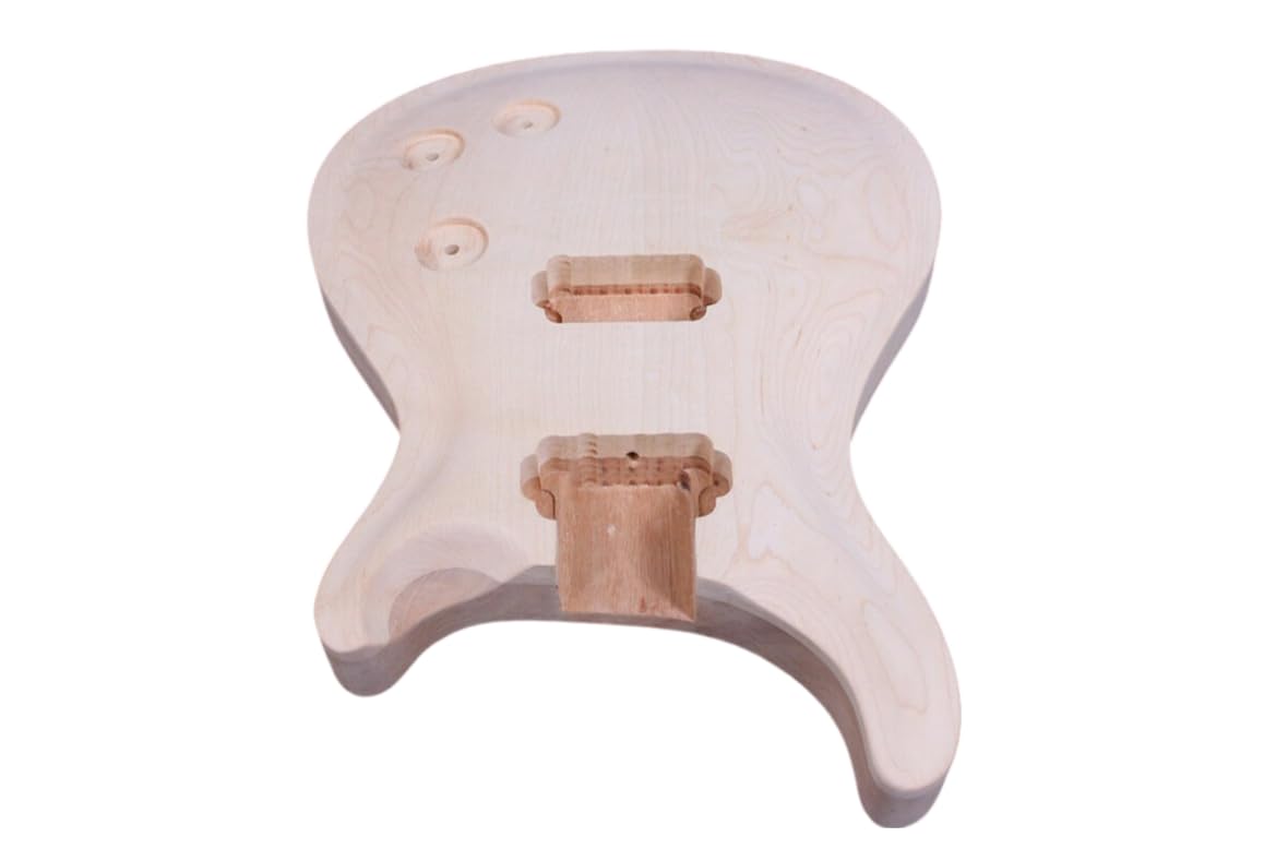 Kit per chitarra elettrica fai da te, manico in mogano a 22 tasti, in acero, con tappo intarsiato fine, corpo in mogano non rifinito (tastiera in palissandro e corpo in acero)