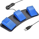 iKKEGOL Upgraded 2023 Digital Optical USB Foot Pedal, USB Tripe Foot Switch Game Control, 3 Keys Programmable Footswitch Mouse Keyboard for Video Game Push to Talk, Transcription HID (Triple Pedal)