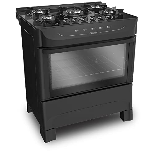 Fogão Mueller preto fosco 5 Bocas com mesa de vidro e acendimento Mfv5bb
