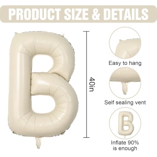 Cream OH BABY Balloons,40 Inch Letter Oh Baby Balloon Banner Beige for Baby Shower Gender Reveal Backdrop Party Decorations by Dagelar - Used condition - Image 2