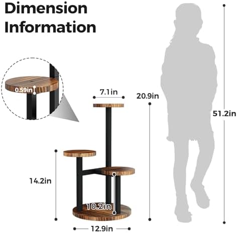 Bamworld Corner Plant Stand Indoor, 3 Tier Metal Plant Shelf for Multiple Plants, Tiered Small Round Flower Stand for Patio Garden Balcony Living Room Bedroom — view 4