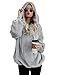 iWoo, felpa da donna in pile, pullover con cappuccio, tasche e cerniera 1/4, casual, soffice, calda ed elegante, tinta unita