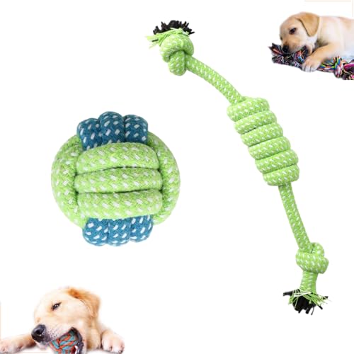 Kit Brinquedo Cachorro Resistente Mordedor para Cachorros de Corda 2 Peças Puxador de Corda e Bola p
