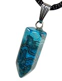 Steampunkers USA Hexagon World – 22mm Bullet Point Wand Crazy Lace Agate, Blue - 20-22 Inch Adjustab