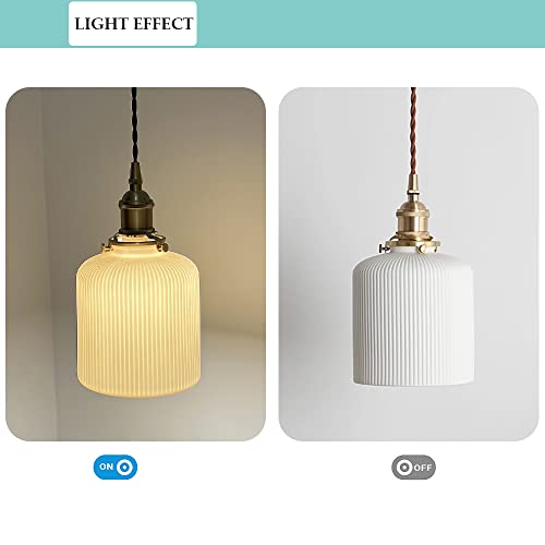 Aeyee Ceramic Pendant Light Fixture, Dome Hanging Light, Adjustable Pendant Lighting for Kitchen Island Bedroom by Aeyee - Used condition - Image 8
