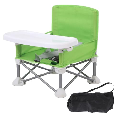 Colcolo Baby Seat Booster Toddlers Dining Seat Removable Tray with Travel Bag, Aluminum Alloy Baby Camping Chair with Tray Portable Folding Booster Feeding Chair for Children Toddlers Infants, Green