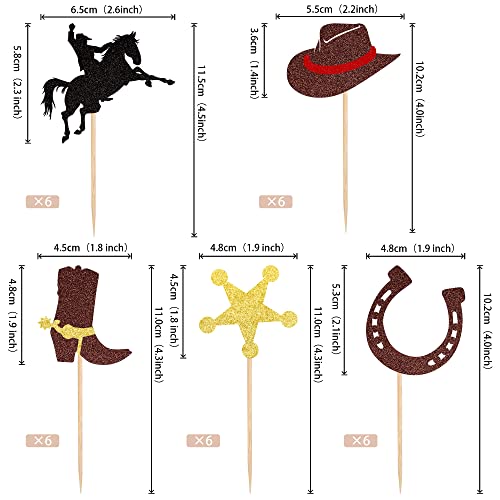 Zhuoweism 30 Pcs Cowboy Cupcake Toppers Glitter Horseshoe Cowboy Hats Boots Cupcake Picks Western Theme Baby Shower Birthday Party Cake Decorations Supplies thumb #1