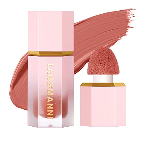 Tosouatop Liquid Blush, Soft Cream Blush Makeup With Cushion Applicator For Cheeks, Natural Glossy, Improve Complexion, Long-Wearing, Blush Makeup For Face, Eyes And Lips, 04#Love Rose #TOP5
