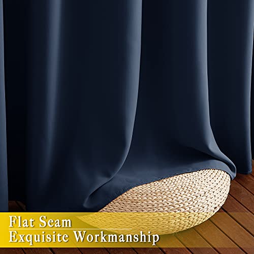 NICETOWN Navy Blue Blackout Room Divider Curtains 90 inch Length, Grommet Energy Saving Thermal Drapes Sound Reducing Window Treatments for Living Room, 1 Panel, W80 x L90