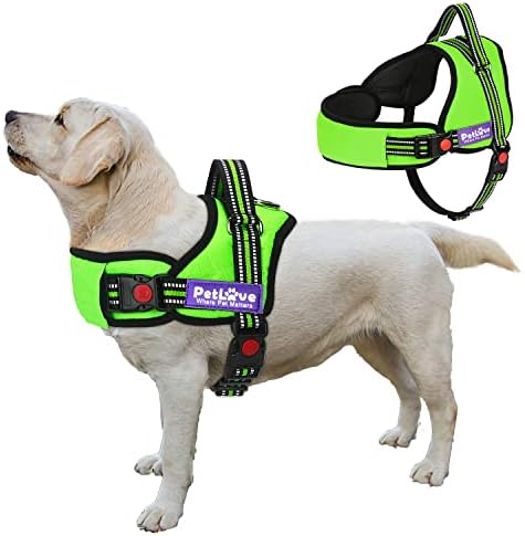 PETLOFT Dog Harness, Adjustable Soft Leash Padded No Pull Dog Harness for Small Medium Large Dogs, Red