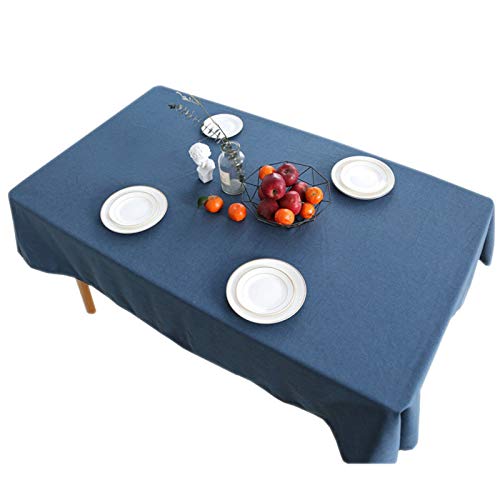 Nappe bleu 140x180cm en polyester pour table de repas et pique-nique