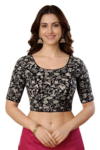 Amazon Brand - Anarva Women’s Printed Cotton Saree Blouse | Tradi...