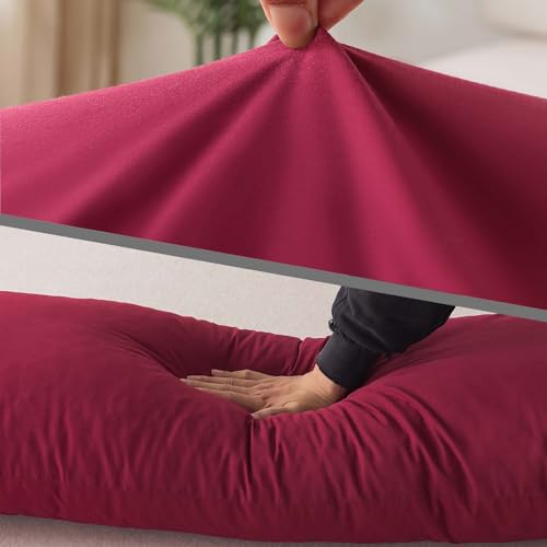 WhatsBedding Memory Foam Body Pillow with Breathable Zippered Cotton Cover, Full Body Pillow for Adults, Long Pillow for Sleeping, Firm Pillow Fluffy Supportive, Burgundy Red