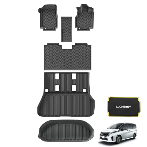 LUCKEASY ニッサン 新型 セレナ C28型 専用 フロアマット+ラゲッジマット 3Dフロアマット 立体構造 SERENA C28 NC28 FC28 FNC28 2022年12月-現行 車種専用設計 トランクマット 立体カーマット TPE素材 防水