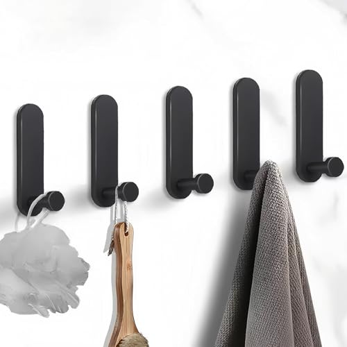 Bosdontek Ganchos Adhesivos Para Pared, 5 Piezas Perchero Adhesivo Colgador Toalla Baño Adhesivo, Percha Adhesiva Sin Taladro Resistentes Colgadores De Toallas Perchero Adhesivas para Baño/Cocina
