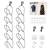 LINFIDITE 10 Pack Hat Rack Hanger Holder Organizer Closet Hanging Baseball Cap Display Storage Rack for Scarves Handbags Towels Clothes Ties Over Door Wall Mounted w Hanging Hook Black