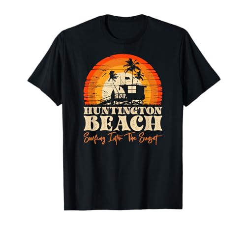 Retro Huntington Beach Sunset Surf Scene Camiseta