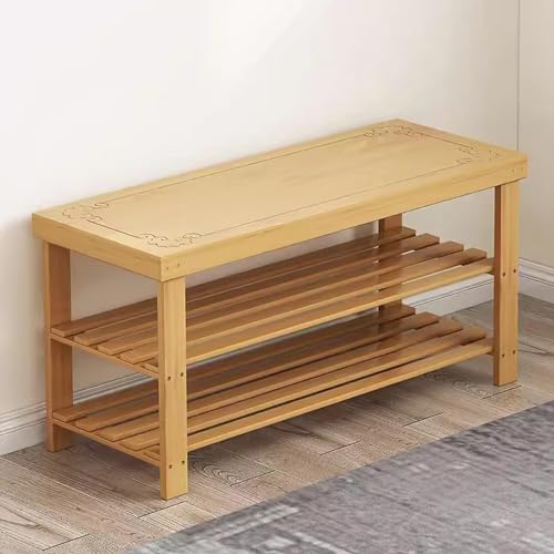 Banc à chaussures en bois étagère de rangement 3 niveaux tabouret entrée salon