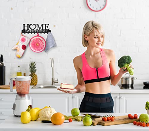 SirHoldeer Schlüsselbrett Modern, Schlüsselhalter Wand, Schlüsselhaken Home Sweet Home, Schlüsselboard Schwarz mit 10 Haken, Schlüsselaufbewahrung, Key Holder Wall, Schlüsselleiste, Wanddeko Metall