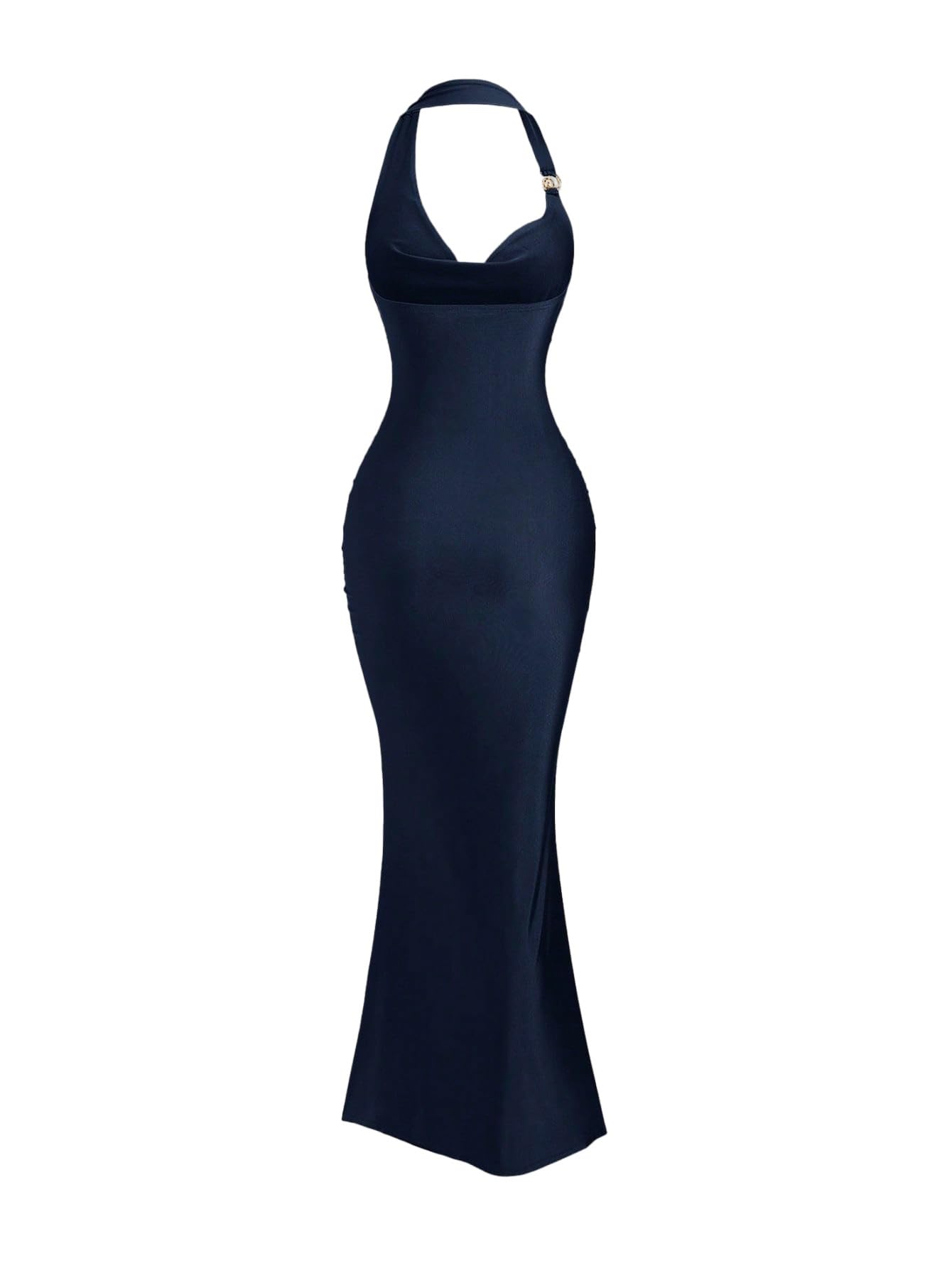 SweatyRocks Kleid Damen Lang Maxikleid Elegant Neckholder Kleid Figurbetont Partykleid Rückenfreie Kleider Bodycon Bleistiftkleid mit Fishtail