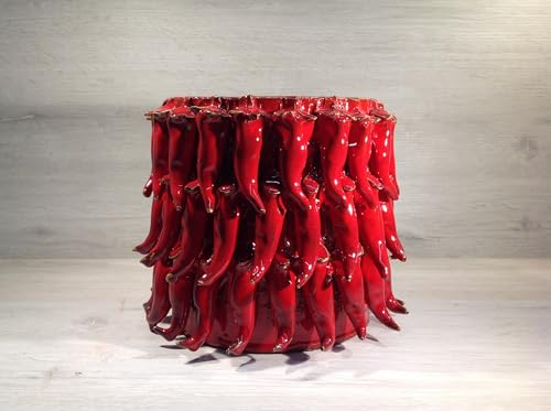 vaso peperoncini moderno in ceramica artigianale siciliana