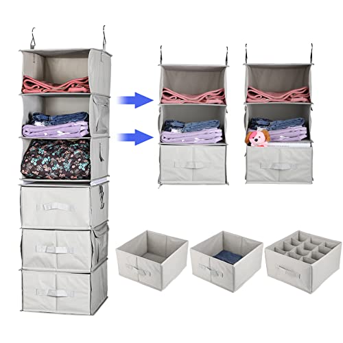 YTYBMW Hanging Closet Organizer 6 Shelves Closet Organizer with 3
