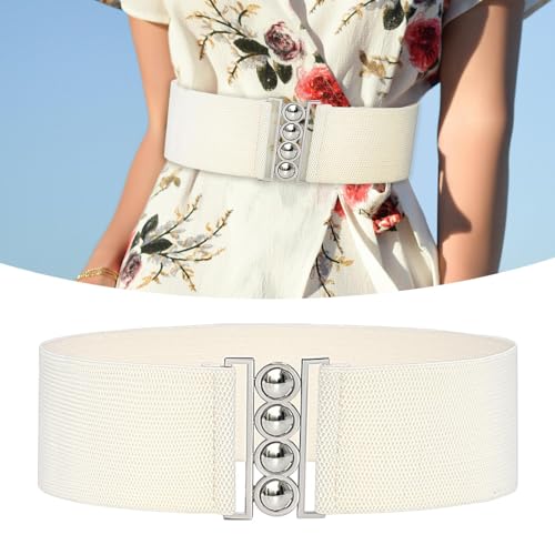 5X Wide Elastic Waist Belt for Women - Stretch Dress Belt with Buckle - Decorative Waistband - Ladies Fashion Accessories (5 Pack)4