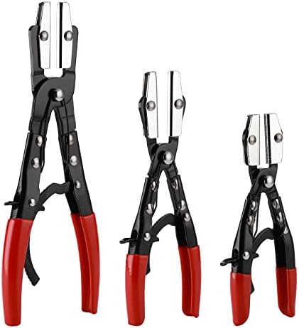 EMENTOL Automatic Locking Ratcheting Hose Pinch Off Plier Set, Includes 8-Inch, 10-Inch, and 12-Inch Sizes, 3 Pieces Crimping Pinch-Off Tool Set, for Pinch Off Coolant, Vacuum, Heater and Fuel System