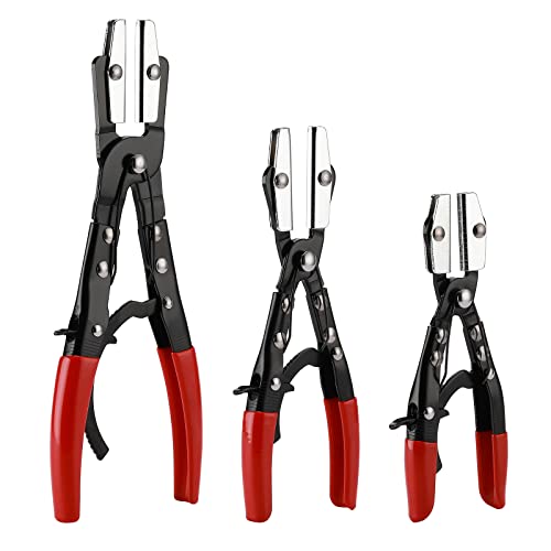 EMENTOL Juego de alicates de trinquete de bloqueo automático, incluye tamaños de 8 pulgadas, 10 pulgadas y 12 pulgadas, juego de herramientas de crimpado de 3 piezas, para refrigerante, aspiradora,