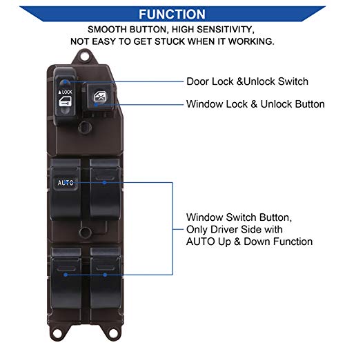 Obaee Master Door Lock Window Switch Control Button Compatible With Toyota Camry 2002-2006, Corolla/Matrix 2003-2008, Sienna 2004-2009, Tacoma And Scion Xa/Xb 2005-2007, Replace 84820Aa070 901-705 #TOP2