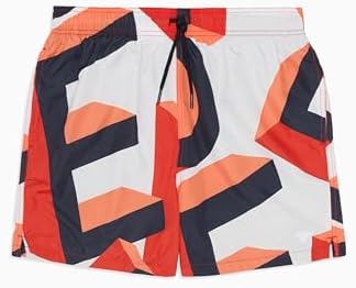 EMPORIO ARMANI Herren MID Boxer Badehose, Big EA White/RED.COM,