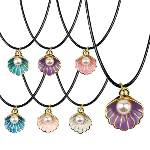 36 Pack Mermaid Shell Necklace Summer Pink Shell Mermaid Party Gift Decor for Princess Under The Sea Birthday Themed Party Little Girls Gift Bag School Rewards